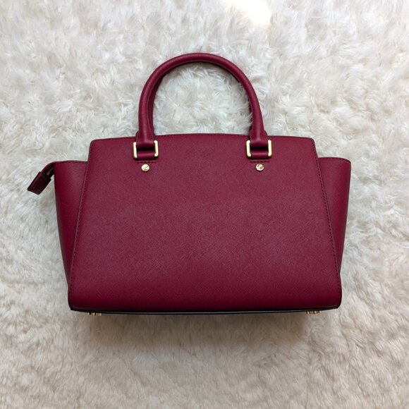 NWT Michael Kors Selma Saffiano Leather Medium Satchel (color: cherry) - Picture 3 of 9